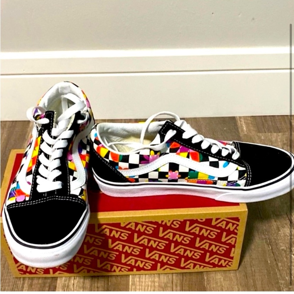 Vans Colorful Checkered Sneakers with Black and White